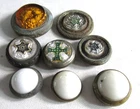 8 Victorian PICTURE HANGING NAIL Heads, 5 Sulfide & 3 Milk Glass Screw  & Slides