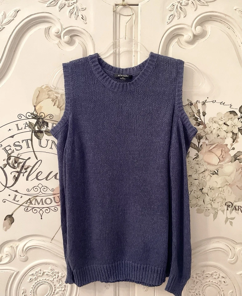 Suéter Acrobat Para Mujer M Azul Hombro Frío Manga Larga Informal Foto 3 de 4