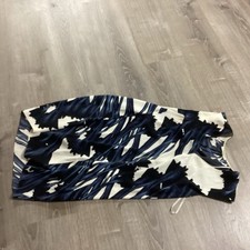 Halston Heritage White Dress with Blue Streaks Women's with matching belt 