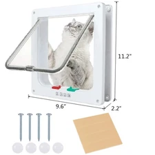 4 Way Pet Door Cat Puppy Dog Magnetic Lock Lockable Flap Door Frame Magnetic ABS