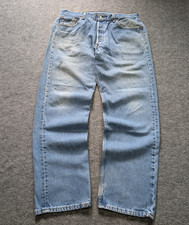 VTG Levis 501xx Jeans 38x32 Made in USA 90s Faded Blue Button Fly Denim