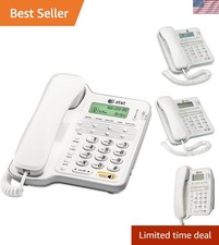 AT T CL2909 White Corded Phone with Speakerphone and Caller ID, Battery Backup