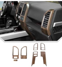 JeCar 7pcs Wood Grain Dash Vent Cover Trim Kit for 2015-2020 Ford F150