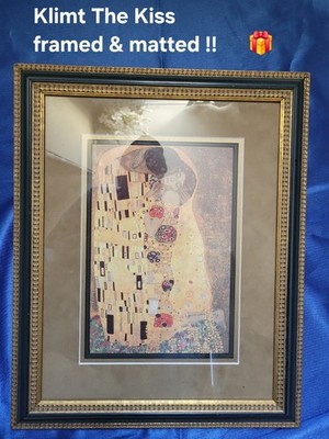  The Kiss  Framed Print By Gustav Klimt Framed matted art Nouveau picture wall