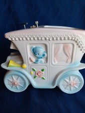 VTG BABY Planter With Music Box Little Carriage Still Plays