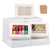 50pcs 8x6x2.5 Inch Cookie Boxes with Window White Bakery Boxes Pastry Boxes,T...