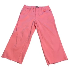 Judy Blue Garment Dyed Pink Cropped Women's Jeans Raw Hem JB88822 Plus Size 20W