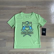Boys Green Under Armour Baseball Logo Tshirt Size 5 NWT