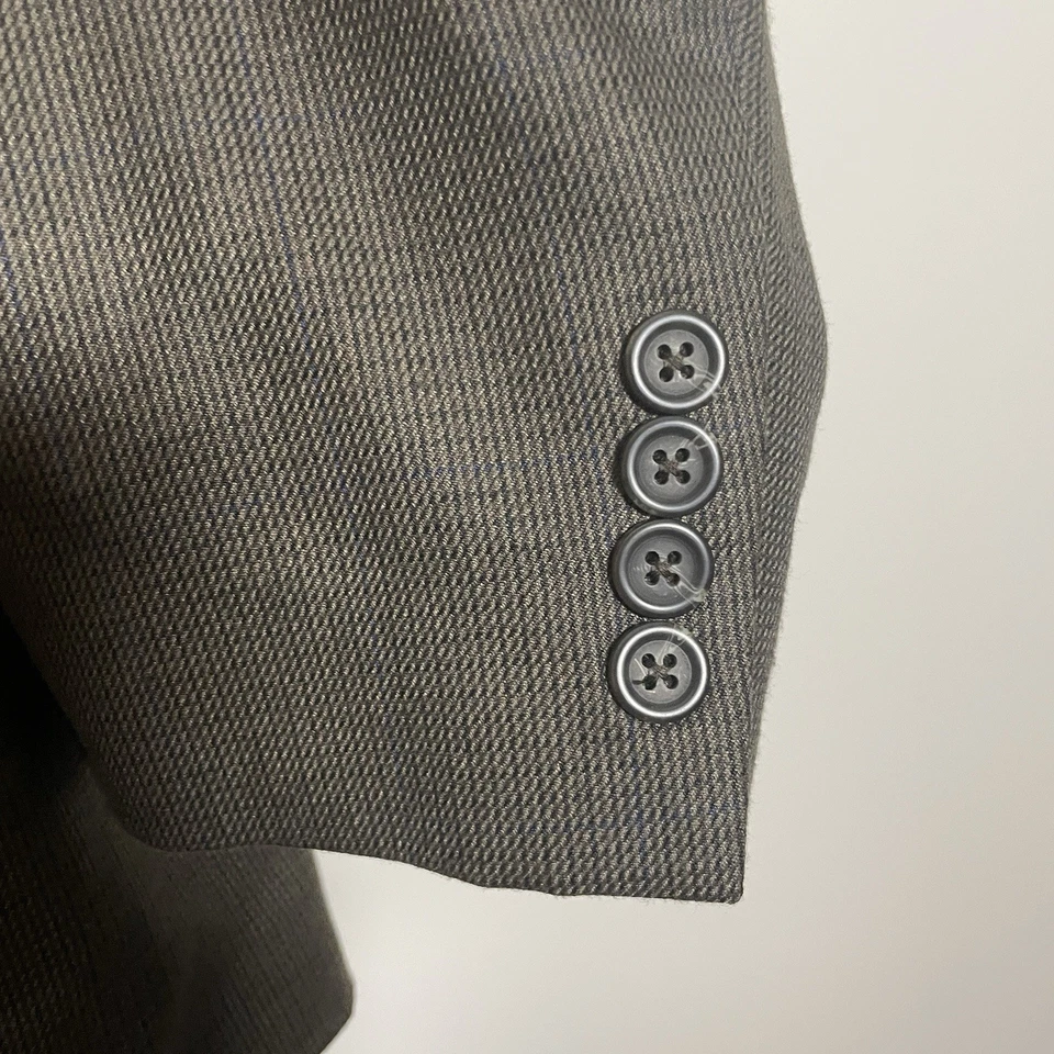 Chaps Sport Coat Mens 50R Green Blue Multicolor Check Polyester Two Buttons - Image 4 of 4