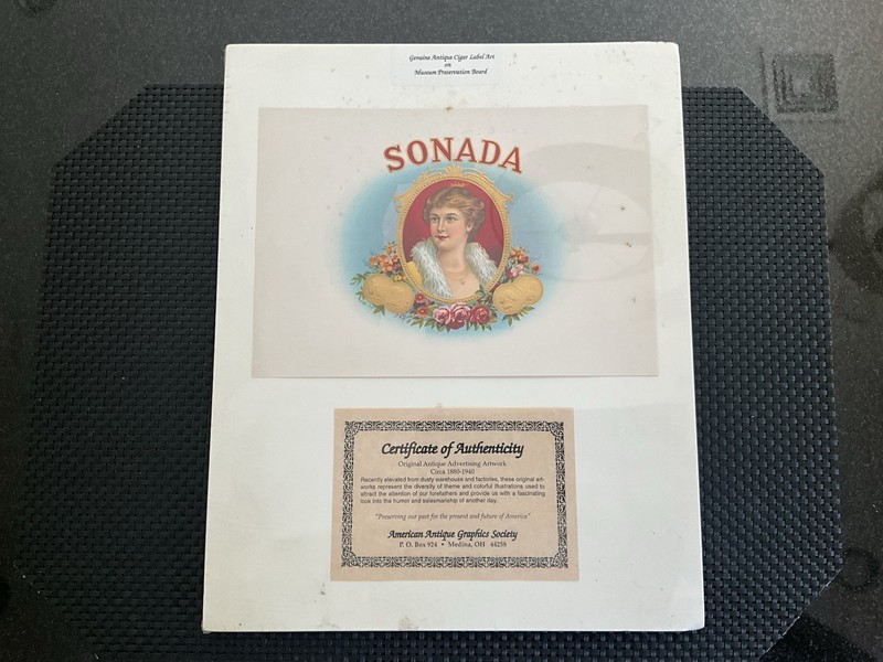 Genuine Antique Cigar Label Art Sonada With COA