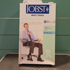 NIB JOBST Men's Black Medium Knee Dress Compression Socks 8-15mmHg