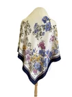 D'Este Silk Scarf Italian Luxury Floral Print Navy Blue Yellow Purple #A2