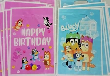 Birthday party Loot Bags. Bluey + friends 40 bags with handle. 20 pink, 20 blue.