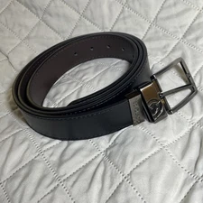 Ecko Unlimited Reversible Belt Black Brown Size 52/54 Gunmetal Buckle Leather