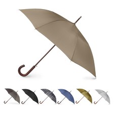 Auto Open Water Repellent Stick Umbrella with Classic Wood J Hook Handle