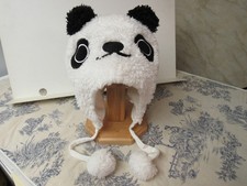 Youth Fake Fur Fuzzy Panda Bear Hat