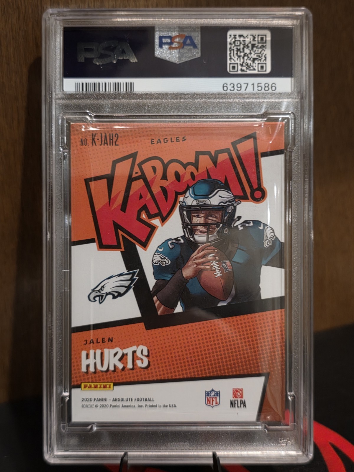 2020 Panini Absolute KABOOM! #KJAH2 Jalen Hurts RC Rookie SSP CASE HIT PSA 8.5 view 2