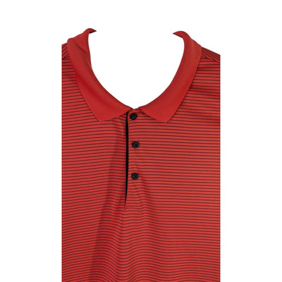 Adidas Golf Polo XL Shirt Red Orange Horizontal Striped Mens