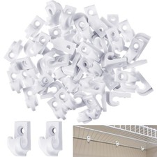 Amyhill 100 Pieces Wire Shelf Clips Down Wall Brackets Shelving White