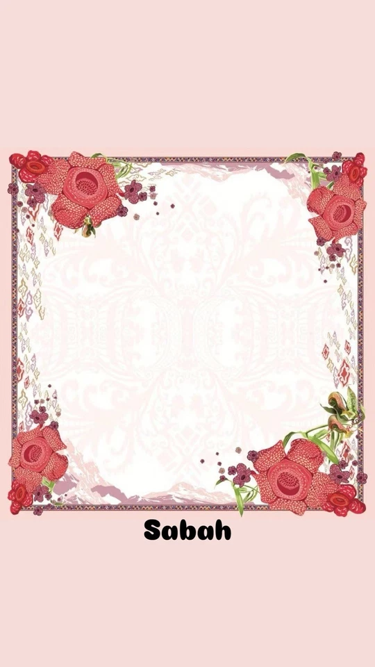 Satin Silk Scarf,  Inspired from Malaysia State, Hijab 45’ wide - Image 2 of 4