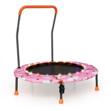 Trampoline pour Enfants Ø92CM Lumineux avec Poignée Amovible Charge 25KG pour S