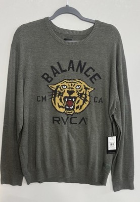 New Mens RVCA Slowdive Long Sleeve Crewneck Sweater Sage Leaf XXL