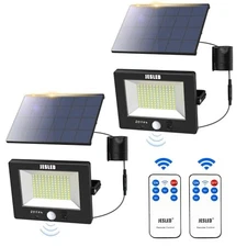 JESLED SW-SWL120-1 Solar Flood Light, Bright Solar Light Outdoor 2 Pack - BLACK