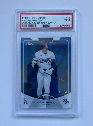 2024 Topps 50/50 Shohei Ohtani #18 Blue Chrome /150 Dodgers PSA 9
