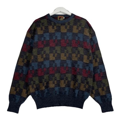 Vintage Boston Traders Pullover Herren L 100% Wolle Funky Grandad Cottagecore Sweater