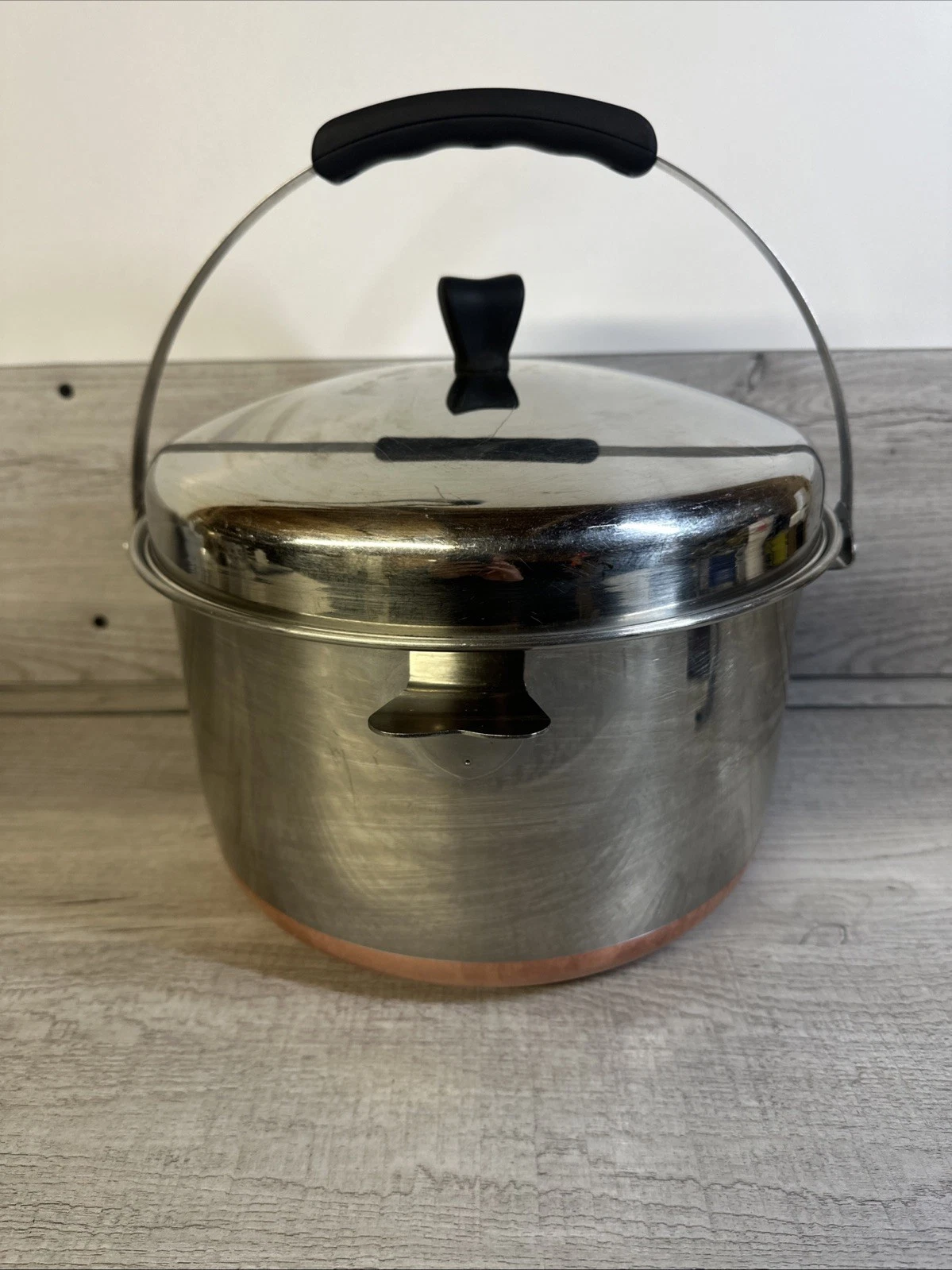 Vintage Norris of L.A. Thermic Ray Copper Bottom Stainless Steel 8 Qt. Stockpot