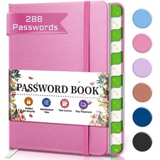 Address Book with Alphabetical Tabs PU Leather Password Keeper and Telephone