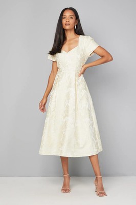 Wallis gelbes Fit & Flare Kleid Damen Anlass Kleider
