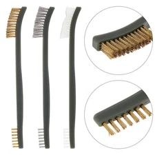 3pk Wire Brush Set Steel Brass Nylon Cleaning Polishing Metal Rust Paint Remover
