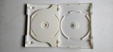 USED 14mm Standard White 2-Disc tray Double DVD Case with Clear Outer Sleeve