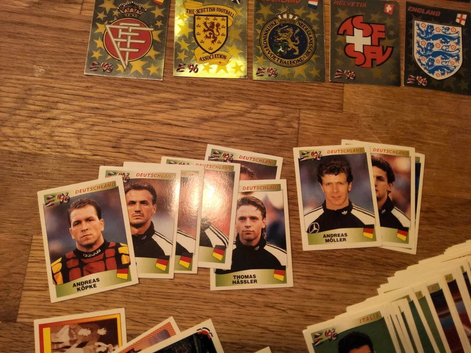 Panini EM/EC Europa 96 England 112 versch. Sticker ungeklebt 11 Wappen + 9 DE - Bild 2 von 3