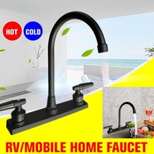 8'' High Arc 2-Handle Kitchen Faucet Swivel Sink Stainless Steel Pipe PP plastic
