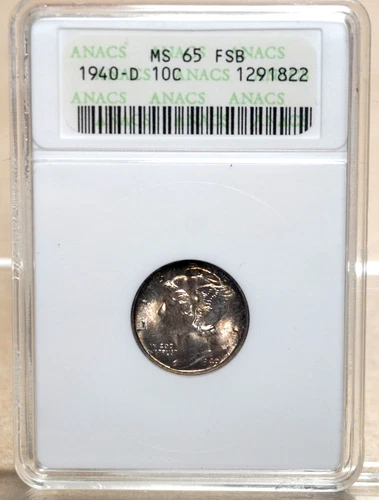 1940-D MERCURY DIME ANACS MS65 FSB 1291822