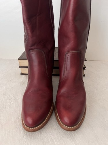 Vintage 70s Womens 8N Campus Boho Boots Oxblood Leather Knee High Boots Dexter - Picture 2 of 16
