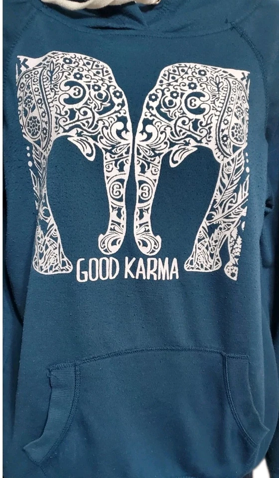 Sudadera con capucha para mujer Rue21 azul con diseño blanco, talla mediana Foto 2 de 4