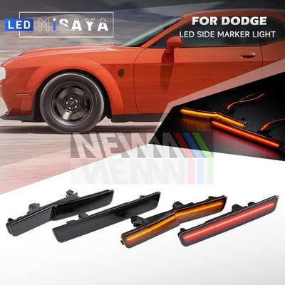 For 18-22 Dodge Challenger SRT Widebody Smoked LED Front+Rear Side Marker Light