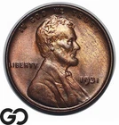 1931 Lincoln Cent Wheat Penny, Red Brown, Solid Gem BU++ RB