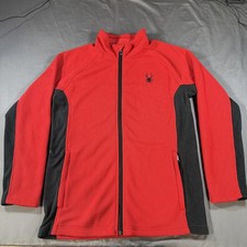 Spyder Jacket Unisex Kids XL 18 Red Black Fleece Full Zip Colorblock Ski