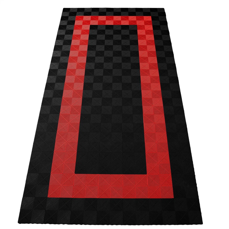 RAMROXX Performance Bodenfliesen Garagenboden Floor 2,8mx5,6m Schwarz Rot Set3