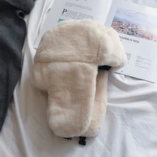 Women Ushanka Trapper Hat Faux Fur Fluffy Windproof Men Warm Winter Ski Cap Soft