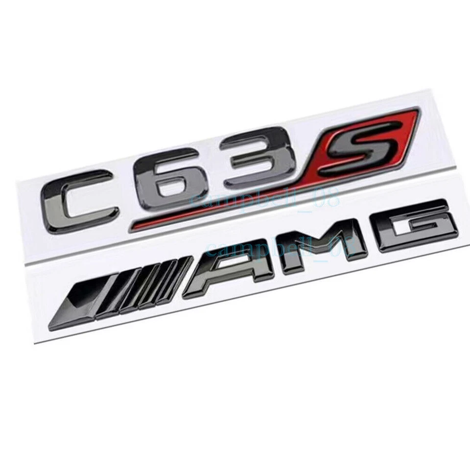 Für Mercedes-Benz C63S AMG V8 BITURBO Emblem Aufkleber Badge Schwarz Glänz Rot - Bild 2 von 3