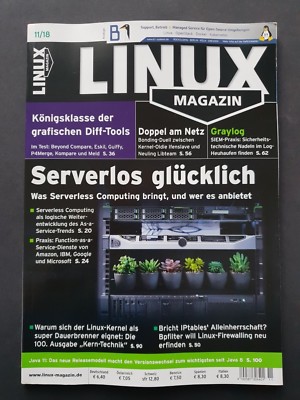 LINUX  Magazin  11/2018    SERVERLOS GLÜCKLICH    , 1A TOP Zustand