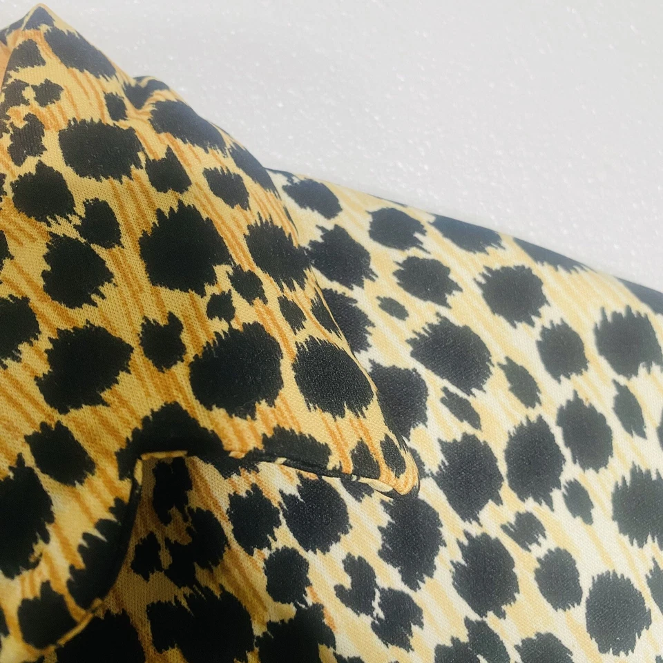 Teddi of California BLUSA LEOPARDO TÚNICA MANGA 3/4 botón delantero talla 10 de colección años 80 Foto 4 de 4