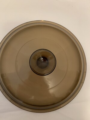PYREX Amber Vision Corning Ware 8 1/2  Round Glass Replacement Lid Only