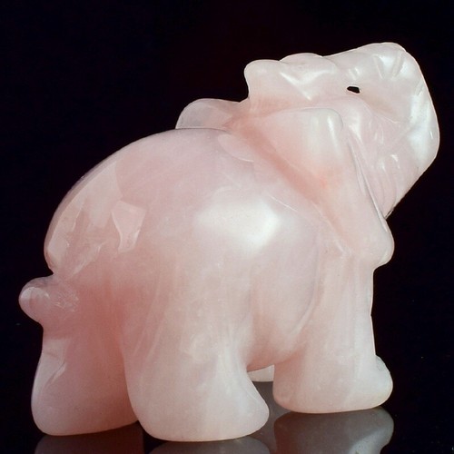 Natural Rose Quartz Crystal Carved Baby Elephant Polished Animal Gem Ornaments # - Picture 3 of 12