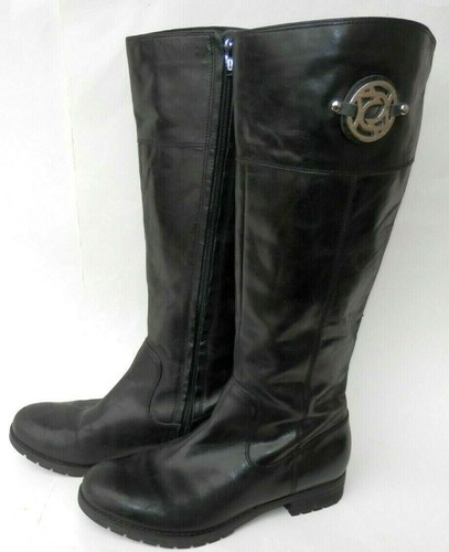 Adidas Black Tall Leather Boots Shoes 